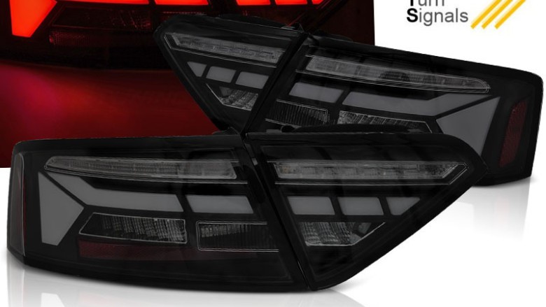 Full LED stražnja svjetla SEQ žmigavci LedBar dizajn (crna/smoke) / Audi A5 8T Facelift (2012-2016), LDAUK6