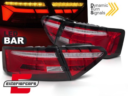 Full LED stražnja svjetla SEQ žmigavci LedBar dizajn (crvena/kristal) / Audi A5 8T Facelift (2012-2016), LDAUJ5