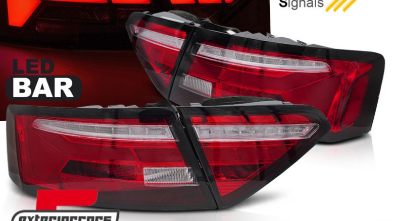 Full LED stražnja svjetla SEQ žmigavci LedBar dizajn (crvena/kristal) / Audi A5 8T Facelift (2012-2016), LDAUJ9