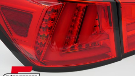 Full LED stražnja svjetla SEQ žmigavci LedBar dizajn (crvena/kristal) / Lexus IS XE20 (2006-2012), LDLE11