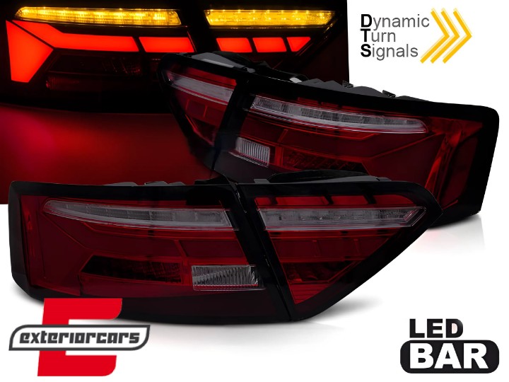 Full LED stražnja svjetla SEQ žmigavci LedBar dizajn (crvena/smoke) / Audi A5 8T Facelift (2012-2016), LDAUJ8