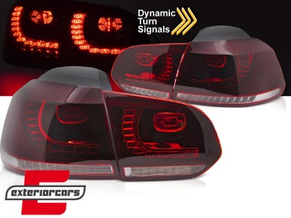 Full LED stražnja svjetla SEQ žmigavci R20 dizajn (crvena/kristal) / VW Golf 6 VI (2008-2013), LDVWU7