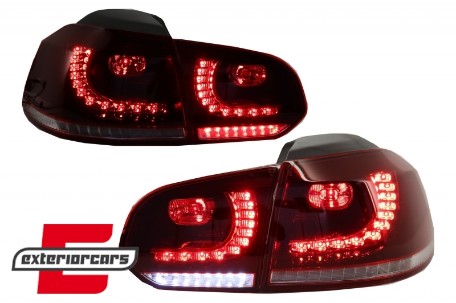 Full LED stražnja svjetla SEQ žmigavci R20 dizajn (crvena/kristal) / VW Golf 6 VI (2008-2013), LDVWU7