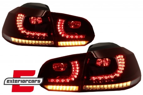 Full LED stražnja svjetla SEQ žmigavci R20 dizajn (crvena/kristal) / VW Golf 6 VI (2008-2013), LDVWU7
