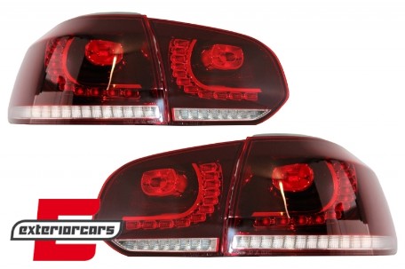 Full LED stražnja svjetla SEQ žmigavci R20 dizajn (crvena/kristal) / VW Golf 6 VI (2008-2013), LDVWU7