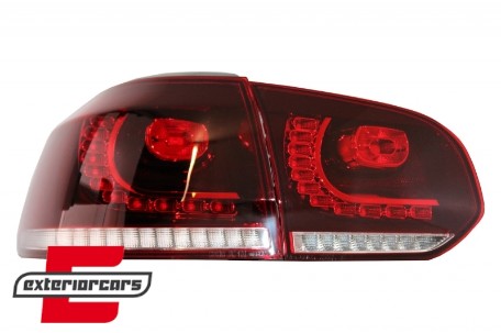 Full LED stražnja svjetla SEQ žmigavci R20 dizajn (crvena/kristal) / VW Golf 6 VI (2008-2013), LDVWU7