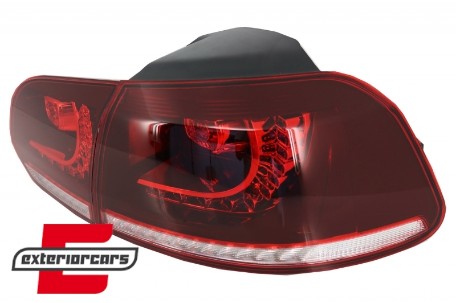 Full LED stražnja svjetla SEQ žmigavci R20 dizajn (crvena/kristal) / VW Golf 6 VI (2008-2013), LDVWU7