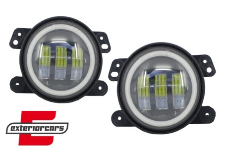 Full LED svjetla za maglu (maglenke) Angel Eyes (4 inch) / JEEP Wrangler JK TJ LJ (2007-2017), FLJEWR4D