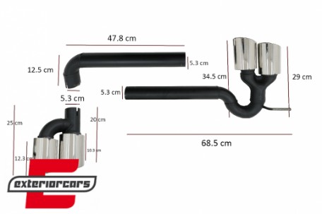 Ispušni sustav Sport dizajn (chrome) / Audi A3 8V Limuzina Cabrio (2012-2019), ESAUA38VRS