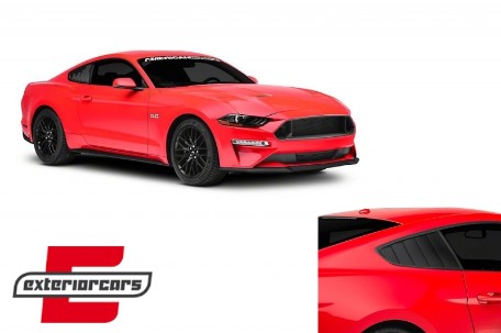 Klasični četvrtasti bočni prozorski poklopci PFT dizajn (mat crna) / FORD Mustang Mk6 VI (2015-2019), SWLFMUPFT