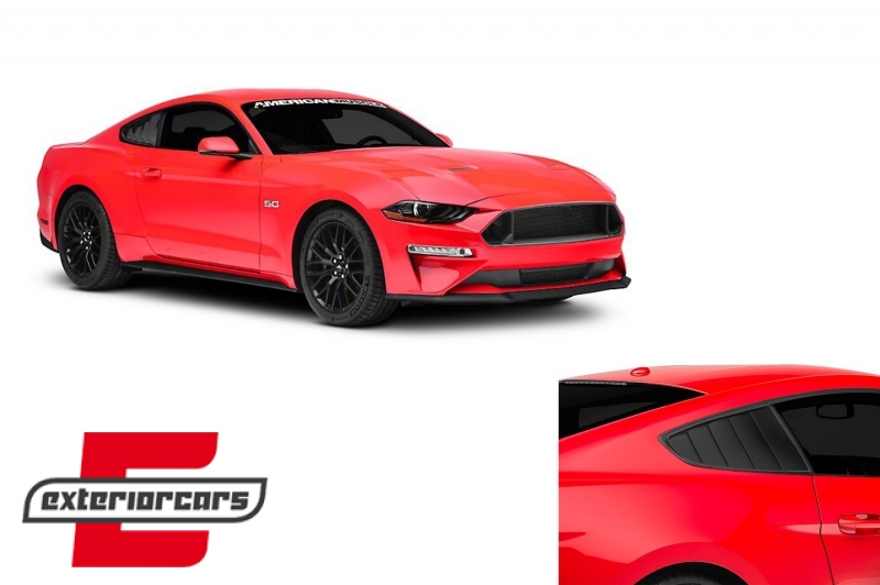 Klasični četvrtasti bočni prozorski poklopci PFT dizajn (mat crna) / FORD Mustang Mk6 VI (2015-2019), SWLFMUPFT