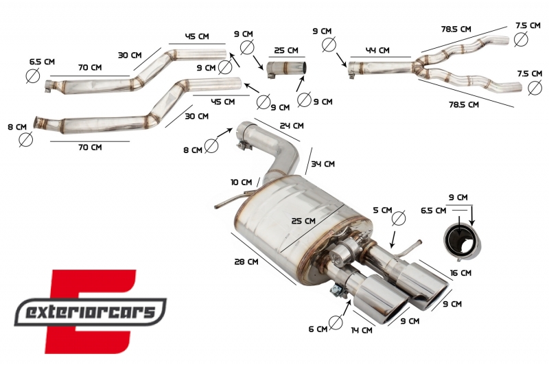 Kompletan ispušni sustav M5 M Sport dizajn s Valvetronicom /  BMW serije 5 F10 (2011-2017), ESBMF10C