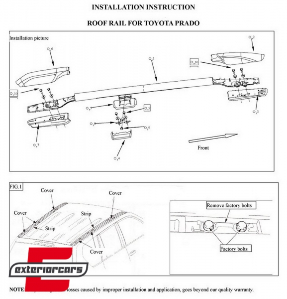 Krovni nosači (crna) / Toyota Land Cruiser Prado FJ150 (2009-), RRTOFJ150