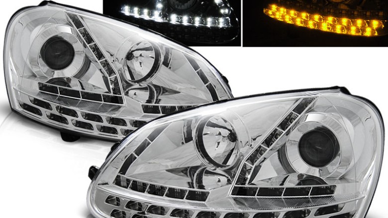 LED prednja svjetla DayLight LED žmigavci (chrome) / Volkswagen Golf 5 (2003-2008), LPVWF8