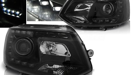 LED prednja svjetla True DRL (crna) / VW T5.1 (2010-2015), LPVWK3