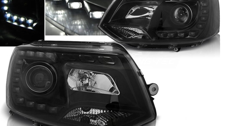 LED prednja svjetla True DRL (crna) / VW T5.1 (2010-2015), LPVWK3
