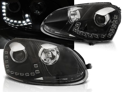 LED prednja svjetla TrueDRL (crna) / Volkswagen Golf 5 (2003-2008), LPVWM6