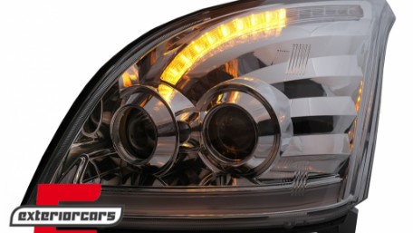 LED prednja svjetla TubeLight SEQ žmigavci (chrome) / Toyota Land Cruiser FJ120 (2003-2009), LPTO37