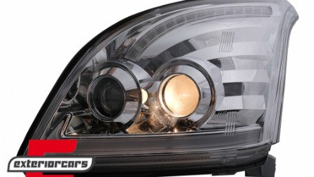 LED prednja svjetla TubeLight SEQ žmigavci (chrome) / Toyota Land Cruiser FJ120 (2003-2009), LPTO37