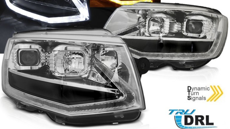 LED prednja svjetla TubeLight SEQ žmigavci (chrome) / Volkswagen T6 (2015-2019), LPVWT3