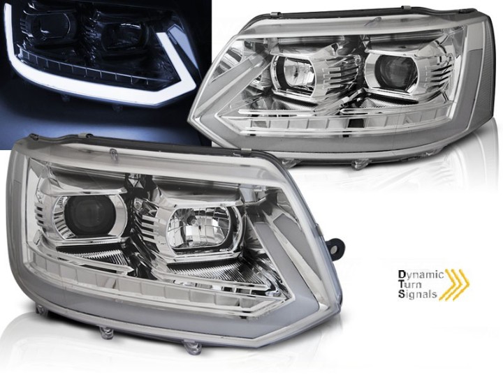 LED prednja svjetla TubeLight SEQ žmigavci (chrome) / VW T5.1 (2010-2015), LPVWR6