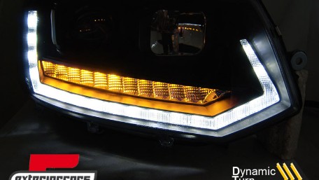 LED prednja svjetla TubeLight SEQ žmigavci (chrome) / VW T5.1 (2010-2015), LPVWS5