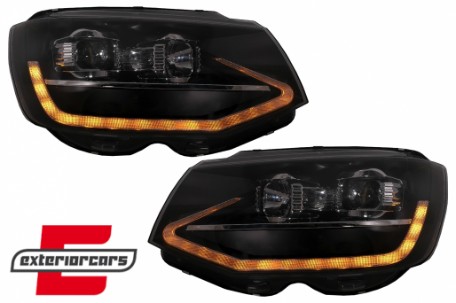LED prednja svjetla TubeLight SEQ žmigavci (crna) / Volkswagen T6 (2015-2019), LPVWT4