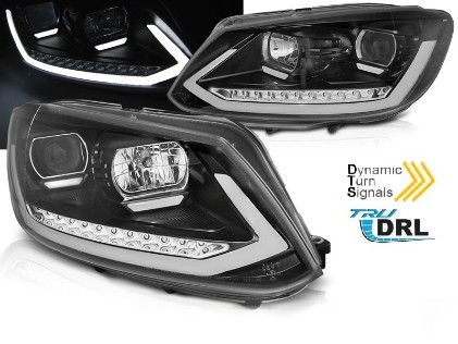 LED prednja svjetla TubeLight SEQ žmigavci (crna) / Volkswagen Touran (08.2010-2015), LPVWS4