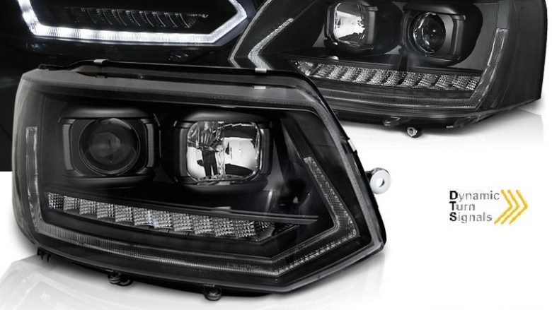 LED prednja svjetla TubeLight SEQ žmigavci (crna) / VW T5.1 (2010-2015), LPVWS6