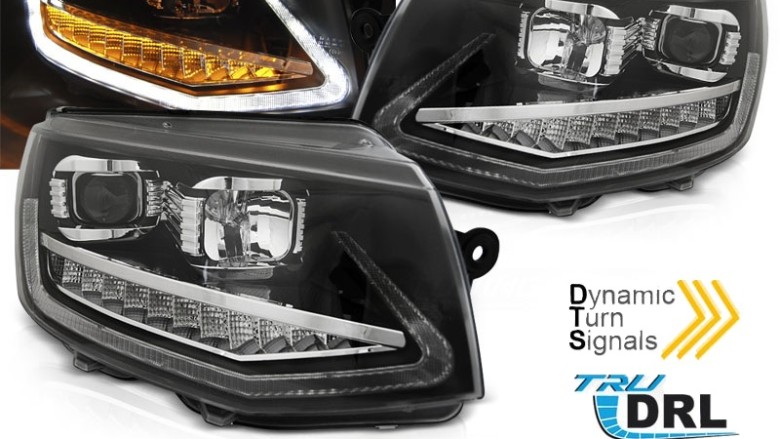 LED prednja svjetla TubeLight SEQ žmigavci (crna) / VW T6 (2015-2019), LPVWS8