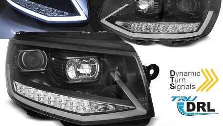 LED prednja svjetla TubeLight SEQ žmigavci (crna/chrome) / VW T6 (2015-2019), LPVWR9
