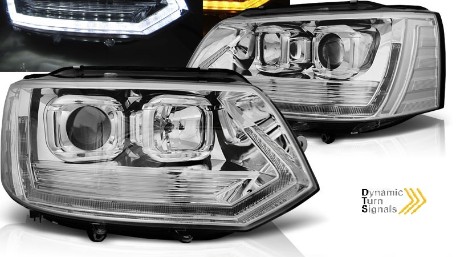 LED prednja svjetla TubeLight SEQ žmigavci T6 look (chrome) / VW T5.1 (2010-2015), LPVWT1