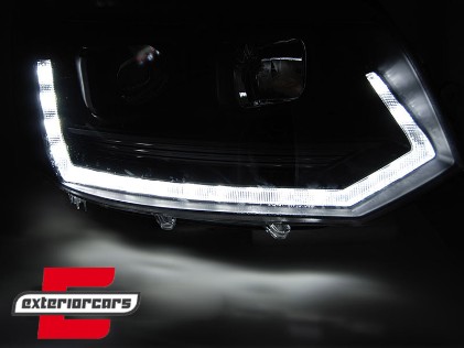 LED prednja svjetla TubeLight SEQ žmigavci T6 look (crna) / VW T5.1 (2010-2015), LPVWT2