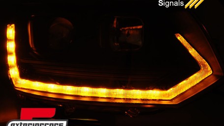 LED prednja svjetla TubeLight SEQ žmigavci T6 look (crna) / VW T5.1 (2010-2015), LPVWT2
