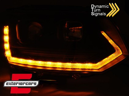 LED prednja svjetla TubeLight SEQ žmigavci T6 look (crna) / VW T5.1 (2010-2015), LPVWT2