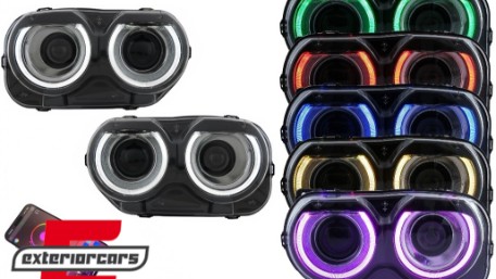 LED prednji farovi RGB svjetla (crna) / Dodge Challenger (2015-2023), HLDOGCHA3FR