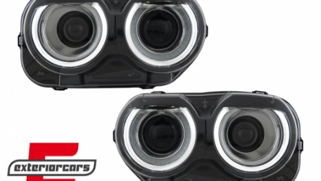 LED prednji farovi RGB svjetla (crna) / Dodge Challenger (2015-2023), HLDOGCHA3FR