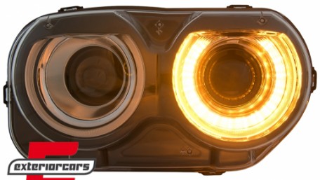 LED prednji farovi RGB svjetla (crna) / Dodge Challenger (2015-2023), HLDOGCHA3FR