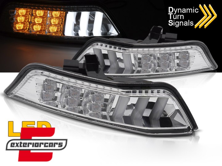 LED prednji žmigavci SEQ sa pozicijskim svjetlom (chrome) / Ford Mustang Mk6 VI (2015-2017), KPFO04