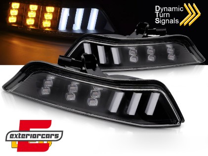 LED prednji žmigavci SEQ sa pozicijskim svjetlom (crna) / Ford Mustang Mk6 VI (2015-2017), KPFO06