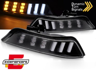 LED prednji žmigavci SEQ sa pozicijskim svjetlom (crna) / Ford Mustang Mk6 VI (2015-2017), KPFO06