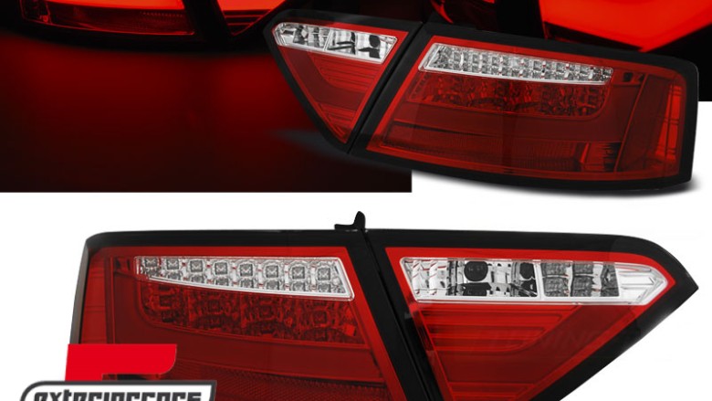 LED stražnja svjetla LedBar dizajn (crvena/kristal) / Audi A5 8T Coupe Cabrio Sportback (2007-2011), LDAUE2