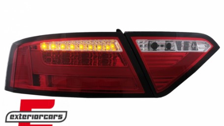 LED stražnja svjetla LedBar dizajn (crvena/kristal) / Audi A5 8T Coupe Cabrio Sportback (2007-2011), LDAUE2