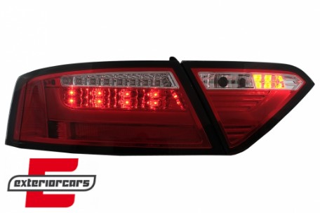LED stražnja svjetla LedBar dizajn (crvena/kristal) / Audi A5 8T Coupe Cabrio Sportback (2007-2011), LDAUE2