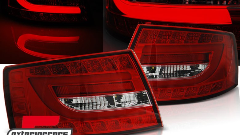 LED stražnja svjetla LedBar dizajn (crvena/kristal) / Audi A6 C6 4F limuzina (2004-07.2008), LDAUC5