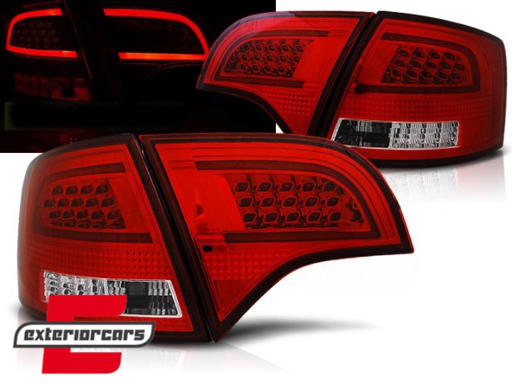 LED stražnja svjetla LightBar dizajn (crvena/kristal) / Audi A4 B7 (2004-2008) karavan, LDAUB0