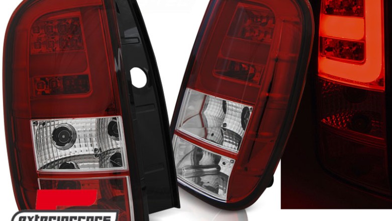 LED stražnja svjetla LightBar dizajn (crvena/kristal) / Dacia Duster I (2010-09.2013), LDDA02