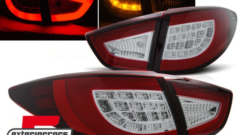 LED stražnja svjetla LightBar dizajn (crvena/kristal) / Hyundai IX35 (2010-03.2013), LDHU04