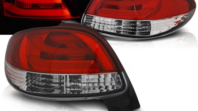 LED stražnja svjetla LightBar dizajn (crvena/kristal) / Peugeot 206 (10.1998-2009) hatchback 3V 5V, LDPE20