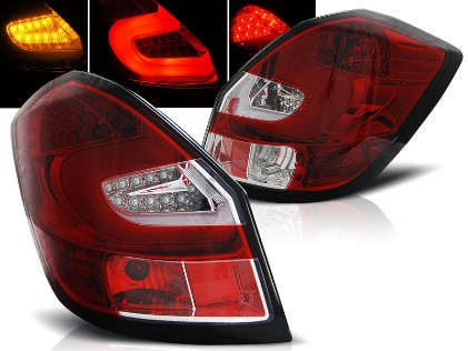 LED stražnja svjetla LightBar dizajn (crvena/kristal) / Škoda Fabia II (2007-2014) hatchback/karavan, LDSK06